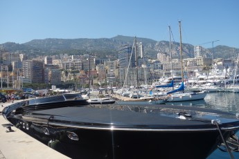 This is a 60 foot speed boat called "Gush". It had a custom floormat on the dock that said "Gush."