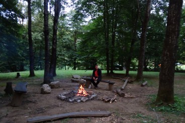 Luke in his element. Alcohol, fire, and a sharp axe. (This has ever disturbed me before, until I wrote caption)