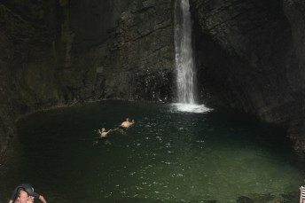 There we (Felice and Luke) are swimming to the waterfall - our skin tingled from the cold for ages after getting out
