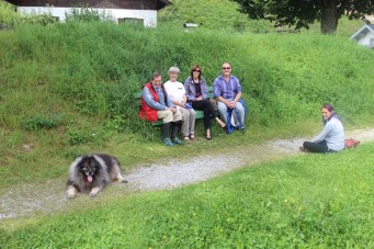 With Manfred, Huberta, and Cato the mountain dog (we still aren't convinced he's not just a ball of fluff and positive energy)